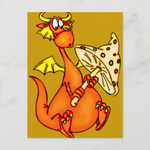 Carte Postale Dragon tenant un champignon