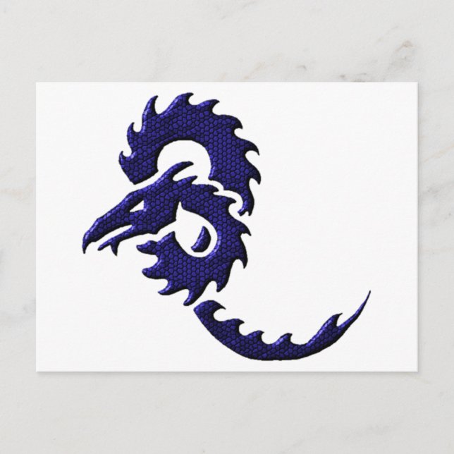Carte Postale Dragon tribal bleu (Devant)