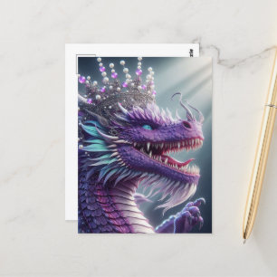 Carte Postale Dragon violet dans une couronne