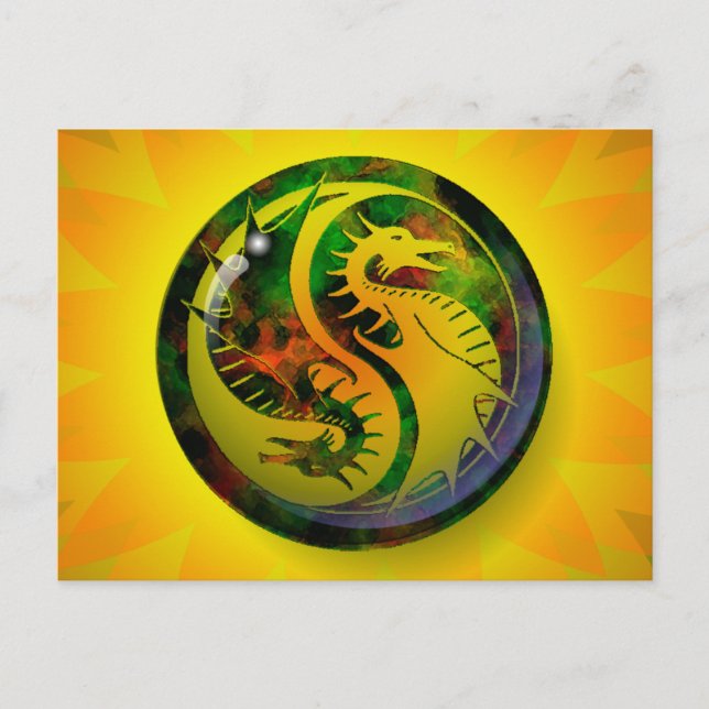 Carte Postale Dragon Yin Yang (Devant)