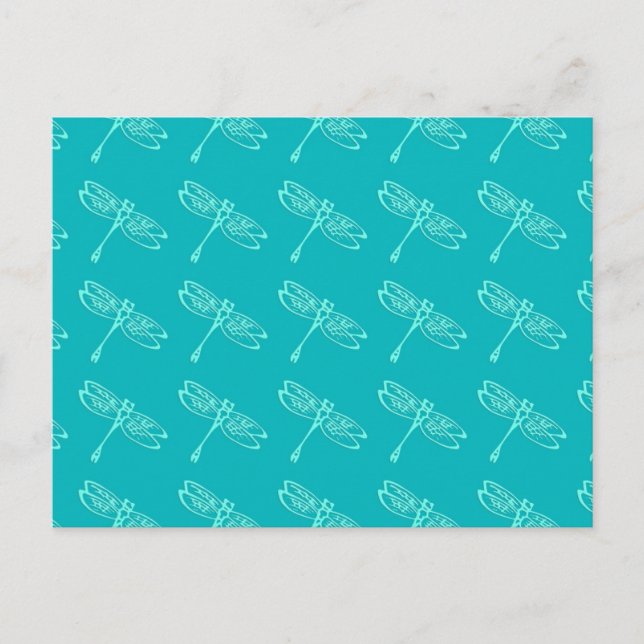 Carte Postale Dragonflies, aqua pâle sur turquoise (Devant)