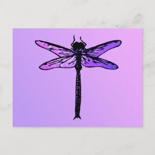 Carte Postale Dragonfly japonaise vintage, améthyste violet
