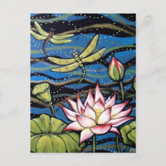 CARTE POSTALE DRAGONFLY LOTUS