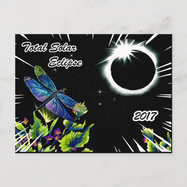 Carte Postale Dragonfly Observe the Total Solar Eclipse 2017 (Devant)