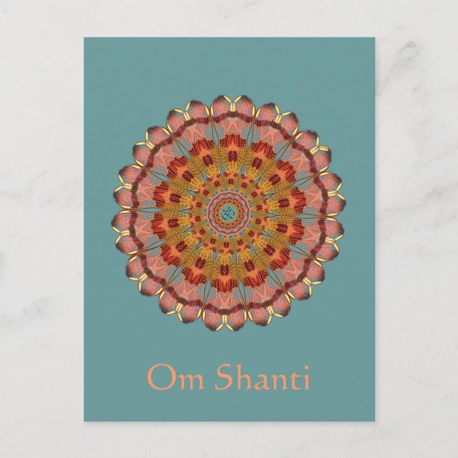 Carte Postale Dragonfly Wing Om Shanti Mandala (Devant)