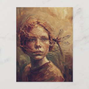 Carte Postale Dragonflye Doré Murmure – Impressionnisme Chaud à 