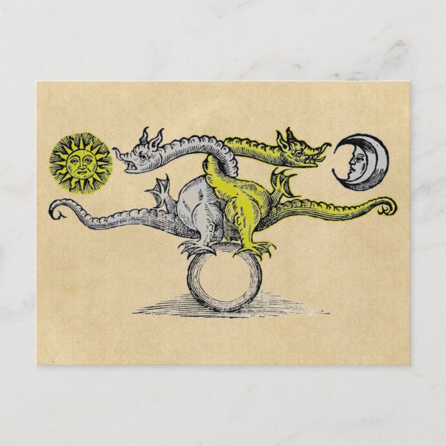 Carte Postale Dragons d'or et d'argent de l'alchimie (Devant)