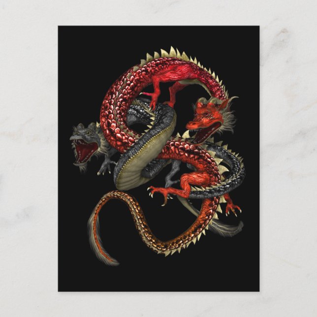 Carte Postale Dragons rouges et noirs (Devant)