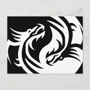 Carte Postale Dragons Tribaux Yin Yang (Customisez-Le !)