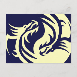 Carte Postale Dragons tribaux Yin Yang (personnalisable)