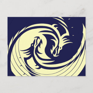 Carte Postale Dragons tribaux Yin Yang (personnalisable)