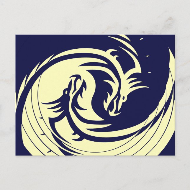 Carte Postale Dragons tribaux Yin Yang (personnalisable) (Devant)