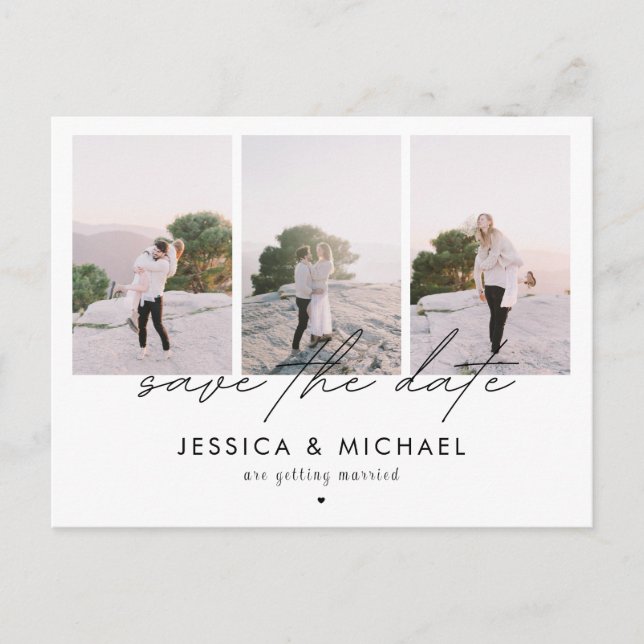 Carte Postale Dramatic Chic Script 3 Photo Collage Enregistrer L (Devant)