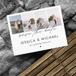 Carte Postale Dramatic Chic Script 4 Photo Collage Enregistrer L<br><div class="desc">Surprenez vos amis et votre famille avec ces cartes postales élégantes,  avec 4 photos et texte personnalisés de votre choix. Ajoutez facilement vos propres informations et photos en cliquant sur l'option "personnaliser".</div>