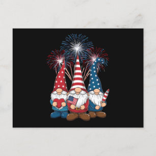 Carte Postale Drapeau 4 juillet Gnomes Funny Patriotic USA