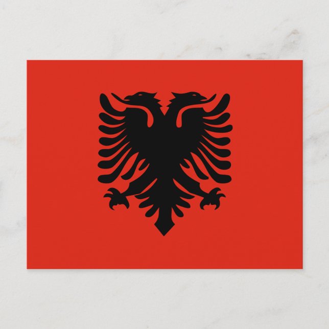 Carte Postale Drapeau à double tête rouge et noir de l'Albanie (Devant)