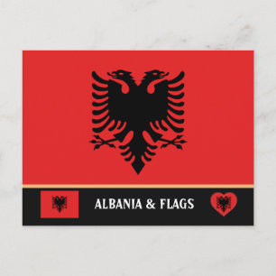 Carte Postale Drapeau albanais & Albanie - voyage, vacances /spo
