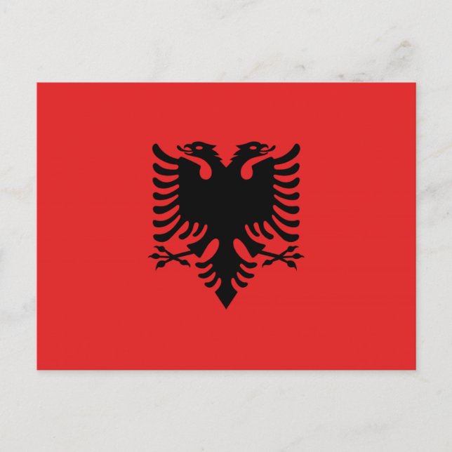 Carte Postale Drapeau albanais avec aigle à deux têtes (Devant)