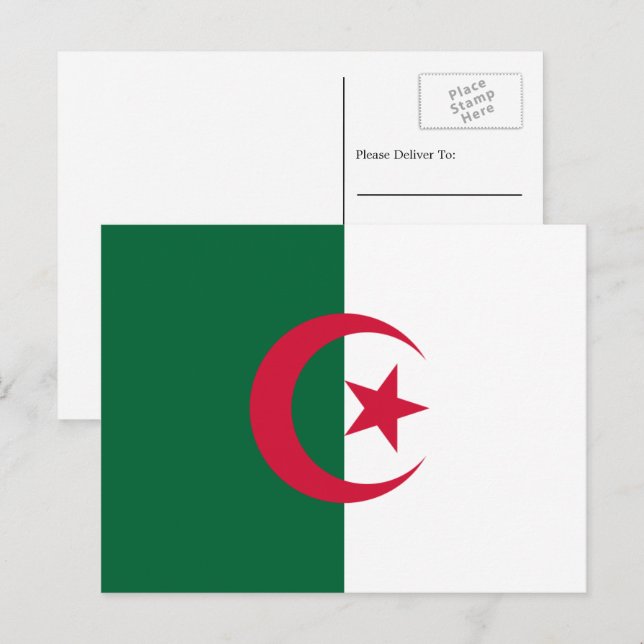 Carte Postale Drapeau algérien, Drapeau algérien (Devant / Derrière)