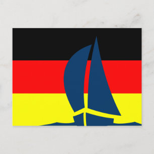 Carte Postale Drapeau allemand Deutschland Bateau à voile Nautiq