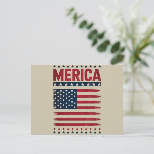Carte Postale Drapeau Américain 4 Juillet Merica (Debout devant)