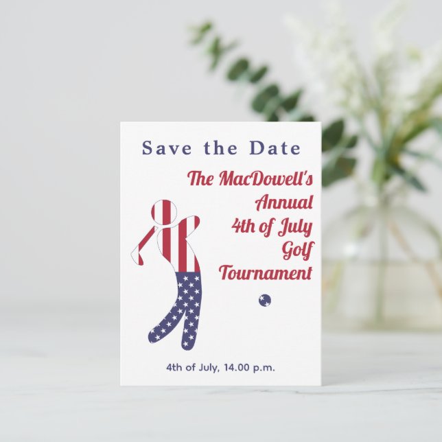 Carte Postale Drapeau américain 4 juillet tournoi de golf (Debout devant)
