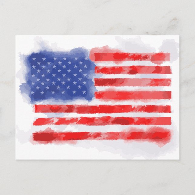 Carte Postale Drapeau américain à l'aquarelle pour les vétérans  (Devant)