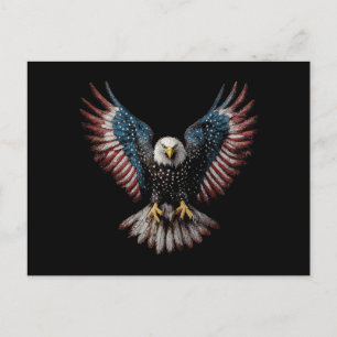 Carte Postale Drapeau Américain Aigle Chauve 4 Juillet USA Patri