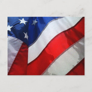 Carte Postale Drapeau américain aquarelle