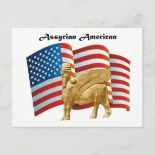 Carte Postale Drapeau américain Assyrien à ailer