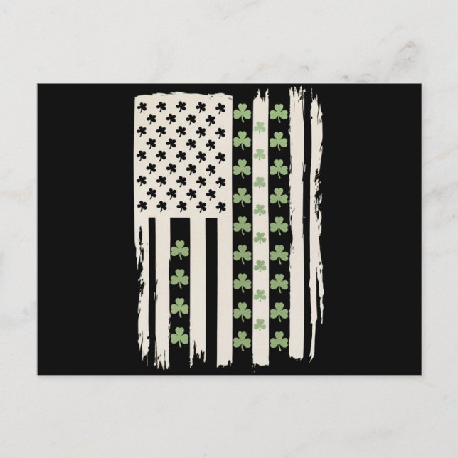 Carte Postale Drapeau américain avec trèfles pour la Saint-Patri (Devant)