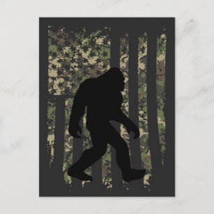 Carte Postale Drapeau américain Camouflé Bigfoot Sasquatch T