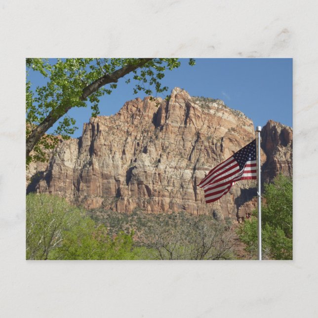Carte Postale Drapeau américain dans le parc national de Zion I (Devant)