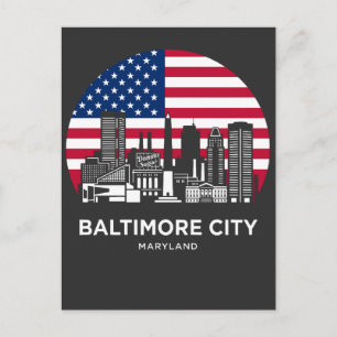 Carte Postale Drapeau américain de Baltimore Maryland