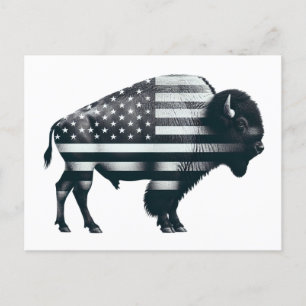 Carte Postale Drapeau américain de Buffalo patriotique