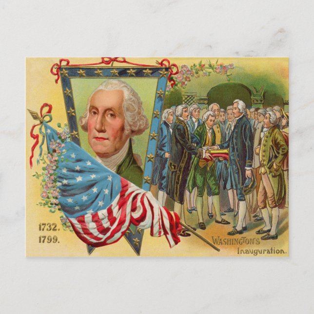 Carte Postale Drapeau américain de l'inauguration de George Wash (Devant)