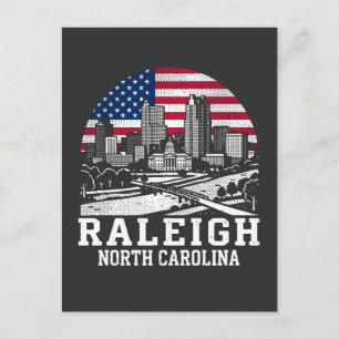 Carte Postale Drapeau américain de Raleigh City Caroline du Nord