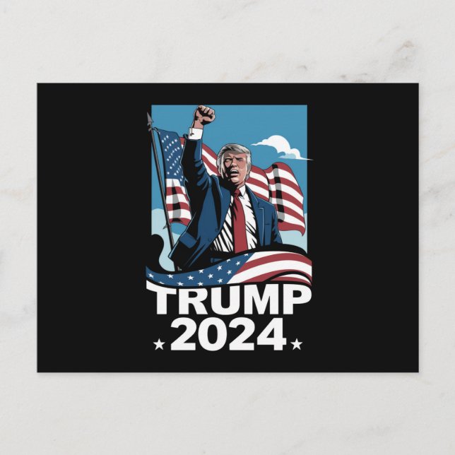 Carte Postale Drapeau américain Donald Trump 2024 (Devant)