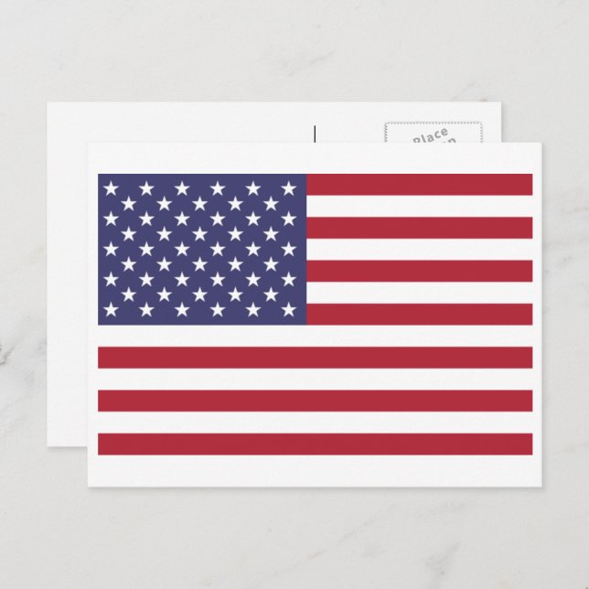 Carte Postale Drapeau américain, Drapeau des États-Unis (Devant / Derrière)