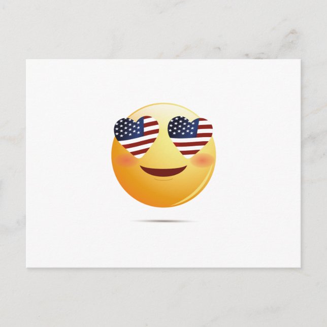 Carte Postale Drapeau américain drôle Emoji (Devant)