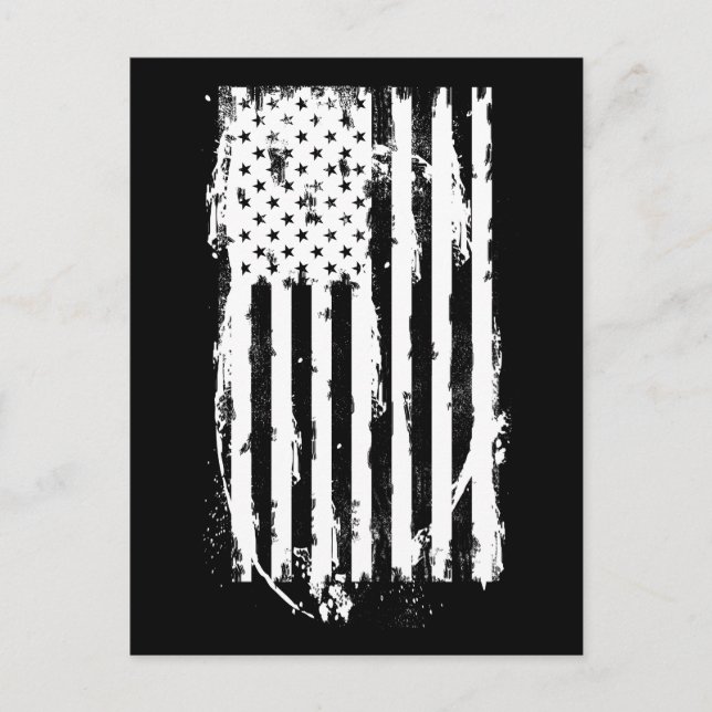Carte Postale Drapeau Américain en Blanc en détresse (Devant)