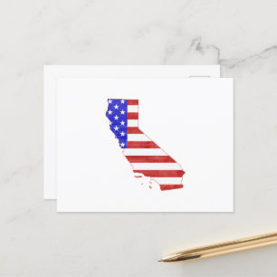 Carte Postale Drapeau américain en forme de Californie Patriotiq
