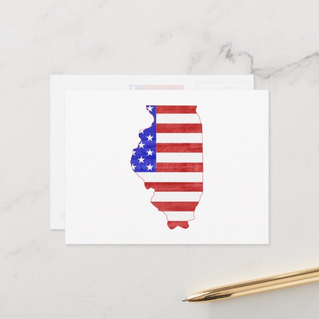 Carte Postale Drapeau américain en forme de drapeau patriotique  (Devant/Arrière en situation)