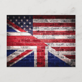 Carte Postale Drapeau américain et britannique.