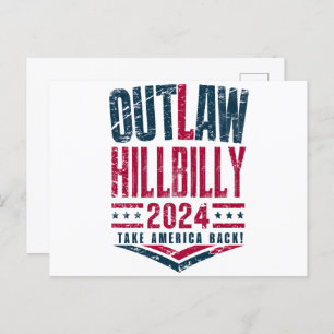 Carte Postale Drapeau américain Hillbilly, élections vintages