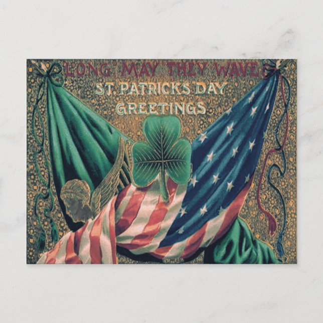 Carte Postale Drapeau américain irlandais Shamrock (Devant)