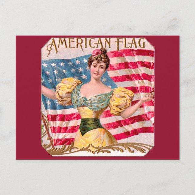 Carte Postale Drapeau américain Lady Liberty Independence (Devant)
