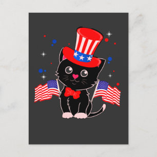Carte Postale Drapeau américain Patriotic Black Cat