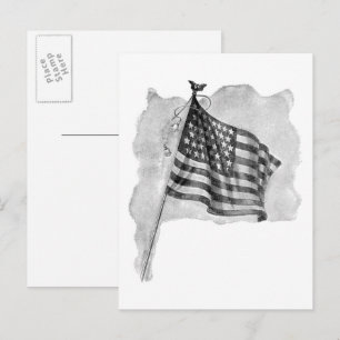 Carte Postale Drapeau américain Patriotic Vintage Art
