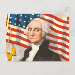 Carte Postale Drapeau américain patriotique George Washington 4 